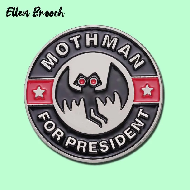 Mothman For President Enamel Pins Unknown Creature Funny Brooch Lapel Badges Jewelry Gift for Friends Kids