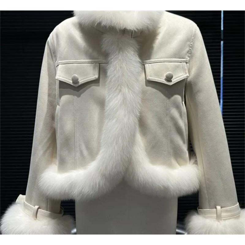 

Melad Composite Fur Coat for Women, Autumn/Winter 2025 New Collection, Suede Short, Environmentally Friendly Fox Fur Grass Top