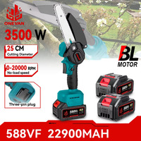 ONEVAN 3500W 6 Inch Brushless Electric Chainsaw Cordless Portable Electric Saw With 3Pins Plug Power Tool For 21V 18V Battery