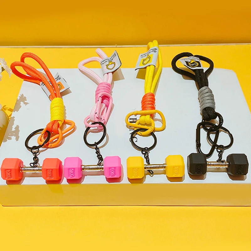 Gym Barbell Keychain Combination Short Mobile Phone Lanyard Be Portable Anti-release Rope Hanging Pendant Hanging Decoration
