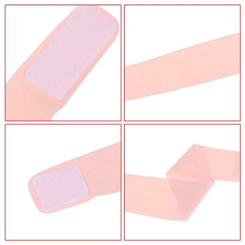 قطعة واحدة من حزام رفع الجبين للوجه، حزام ضغط من البوليستر الوردي، شريط ضغط للوجه قابل للغسل وإعادة الاستخدام