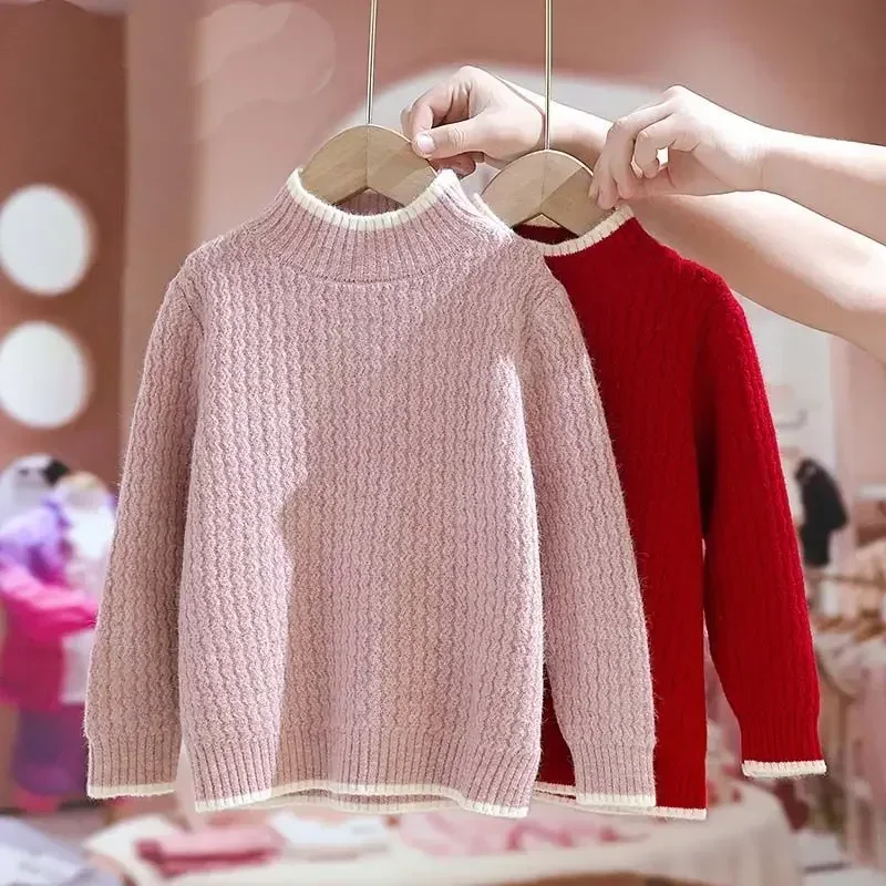 

Girls Sweater Autumn and Winter Thickened High Collar New Children's and Girls Knit Sweater Winter Baby Girl Clothes 5 7 12 Year