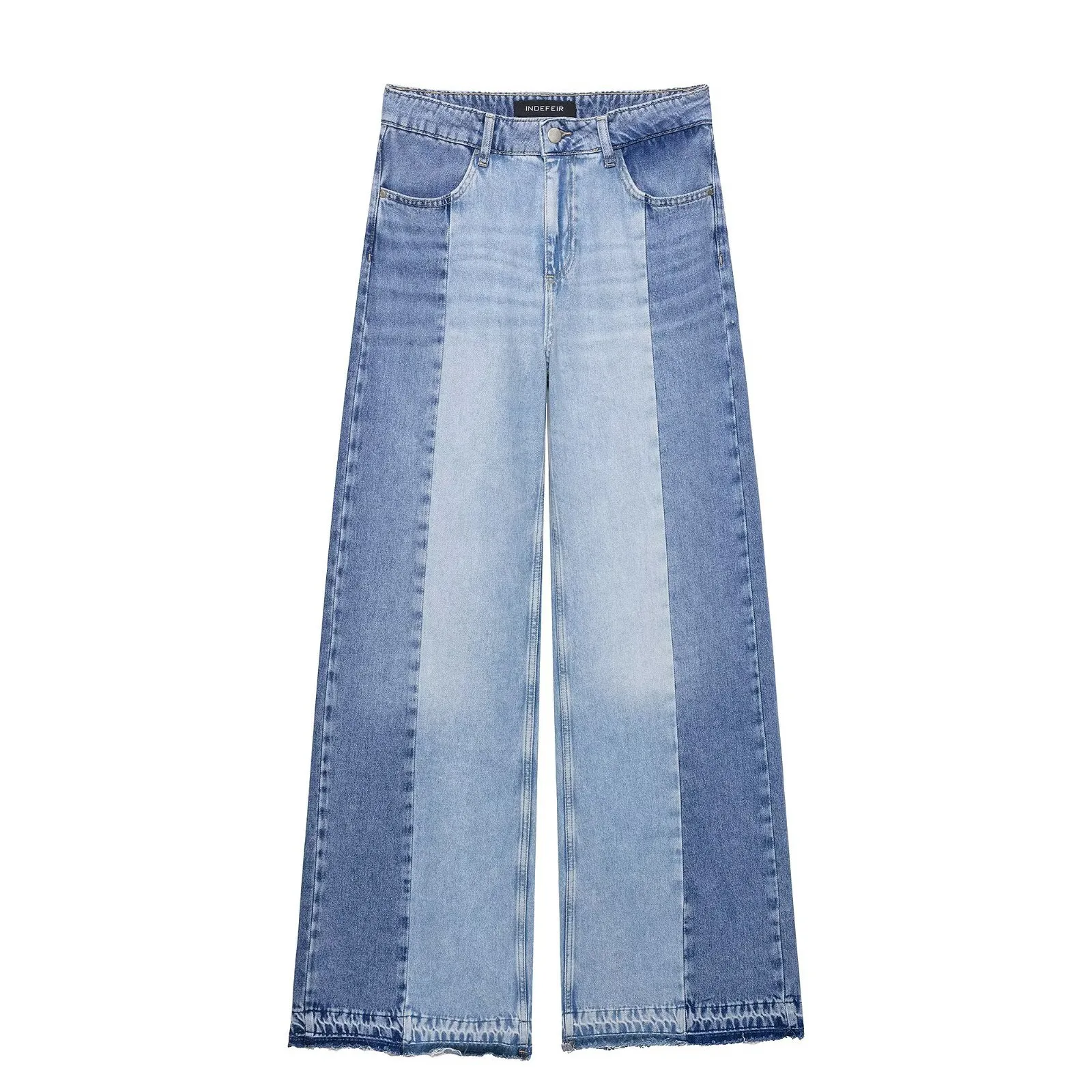 

American Fashion Jeans Versatile Splicing High Waist Wide Leg Pants Personalized Casual Women's Loose Pants Spring Autumn New