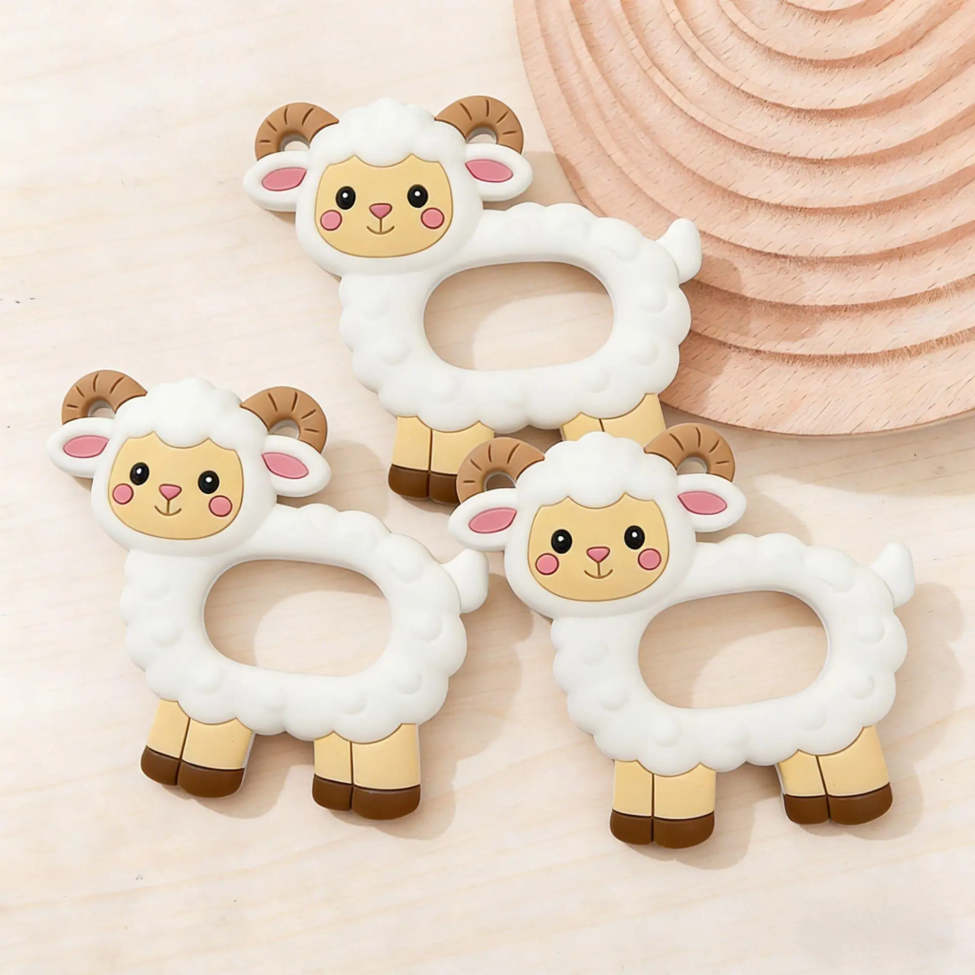 

1 шт. силиконовый прорезыватель-цепочка для соски, новый, в виде мультяшной овечки, без бисфенола А, для прорезывания зубов, пищевой, детская жевательная игрушка