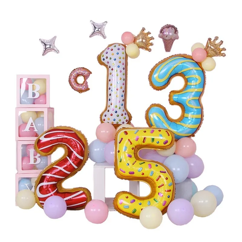 40-inch large donut candy number aluminum film balloon birthday anniversary party decoration dessert ice cream number balloon