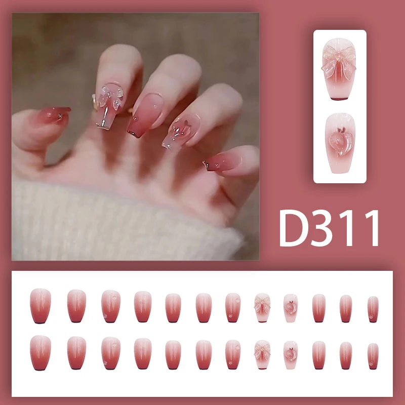 

24 шт./лот, градиентные долговечные накладные ногти, акриловые накладные ногти, съемные многоразовые искусственные накладные ногти, искусство