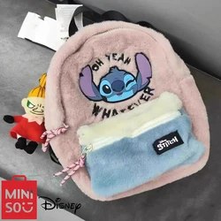 MINISO Disney Stitch Backpack Children's Bag Cartoon Cute Casual Versatile Plush Backpack Mini Book Bag