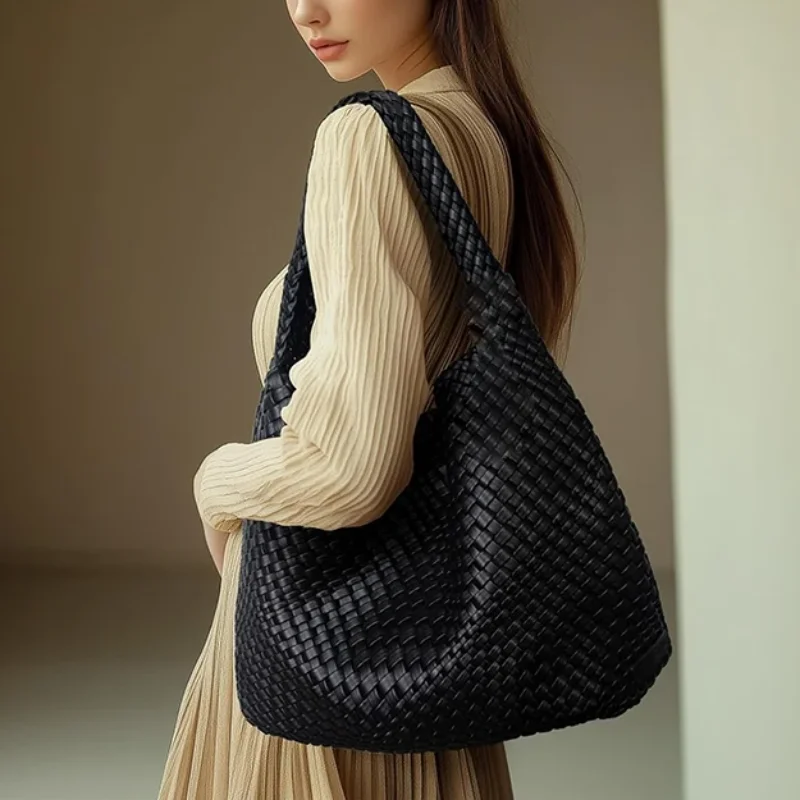 

Woven Tote Bag for Women Large Woven Handbag Soft Leather Shoulder Bag Work Shopper Summer Beach Travel Tote Bag with Purse
