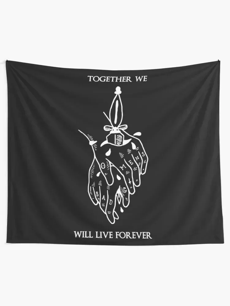 Bad omens - Together we will live forever Tapestry Bedroom Decor Anime Decor Wall Art Home Decorating Tapestry