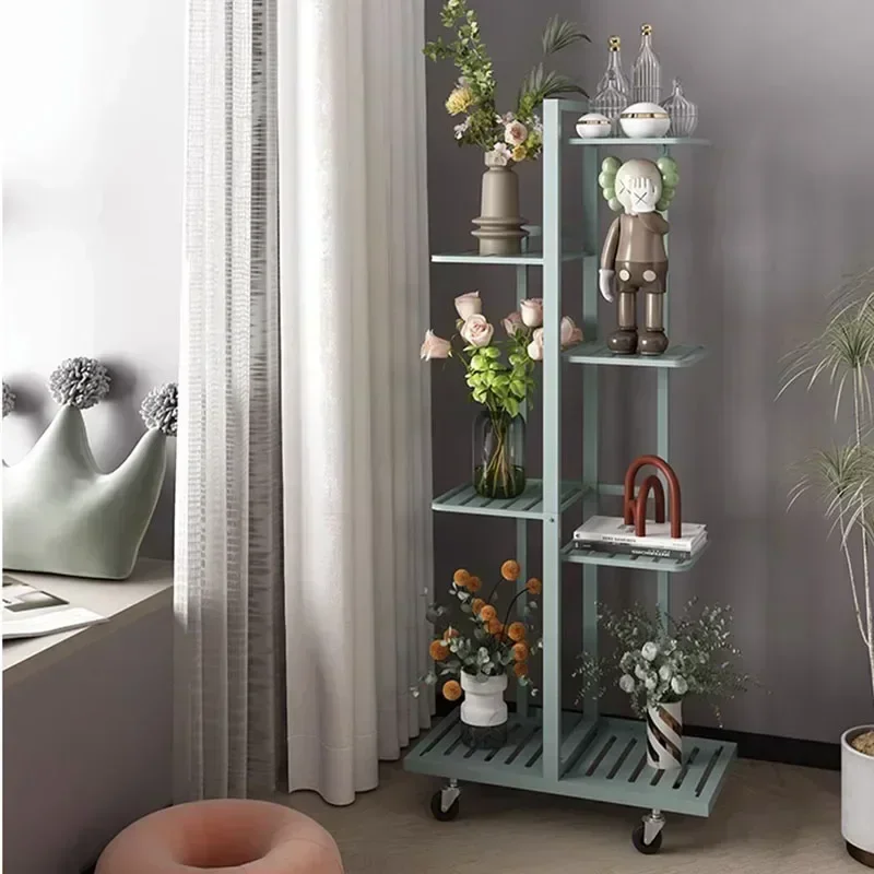 Special Offer Plant Racks, Nordic Simple Modern Iron, Indoor Balcony Flower Stand, 6-Layer Landing with Wheels 111