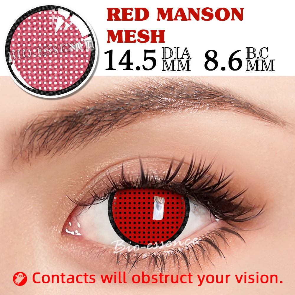 Bio-essence-lentes de contacto de color púrpura para ojos, accesorios de Anime, lentes violetas para Cosplay, Halloween, 1 par
