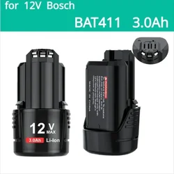 New Lithium Battery BAT411, BAT411A, BAT412A, BAT420, 2607336014, 2607336864 G Bosch Lithium Battery 12 Volt/10.8 Volt 3000 mAh