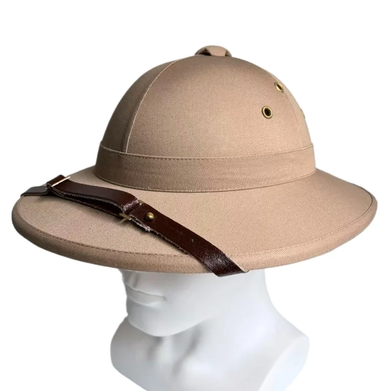 

Vietnam War Pith Helmet Vintage Military Sun Cap Adjustable Safari Tropical Hard Hat for Men Outdoor Mũ Cối