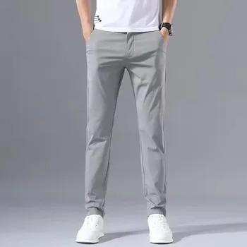 2025 Spring Autumn Thin Slim Men Casual Pants Classic Business Cotton Stretch Golf Trousers Korean Fashion Male Clothing Pants 2