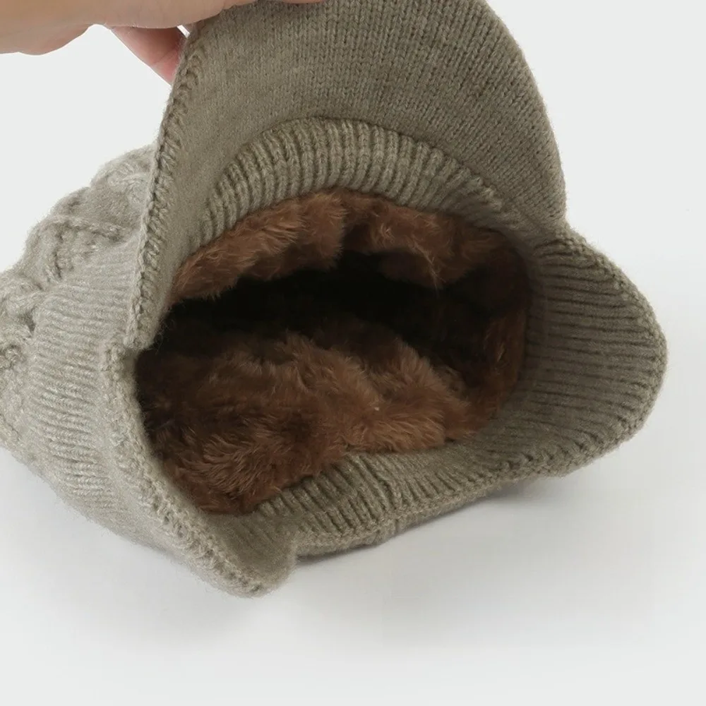 Soft Fur Lined Winter Beanie Hat Thermal Thick Earflap Cap Coldproof Windproof Knitted Hat Ski Sports
