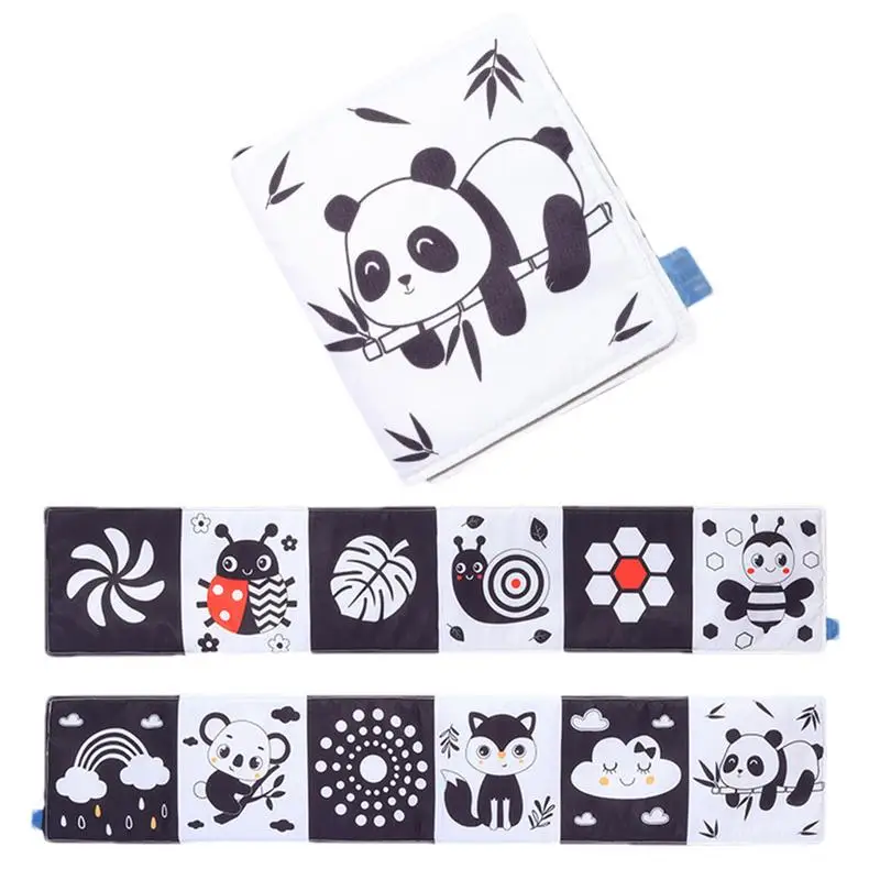 Baby Soft Books Early Education Brain Development High Contrast Sensory Toys Black And White Cloth Book Take Along Toy For