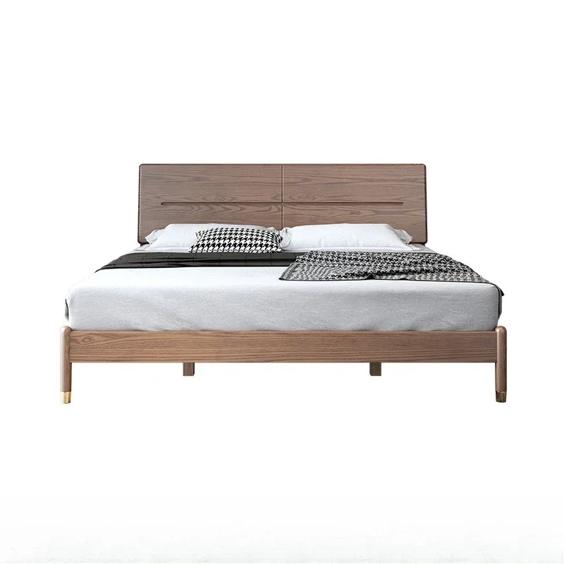 

Nordic all solid wood bed, ash wood, master bedroom high-footed double wedding bed, modern and simple