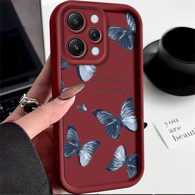 Butterfly Simple Case for Xiaomi 11 LITE 5G NE 12T 14 PRO POCO F3 F4 F5 X3 X4 X5 M6 GT NFC Protection Silicone Soft SHELL