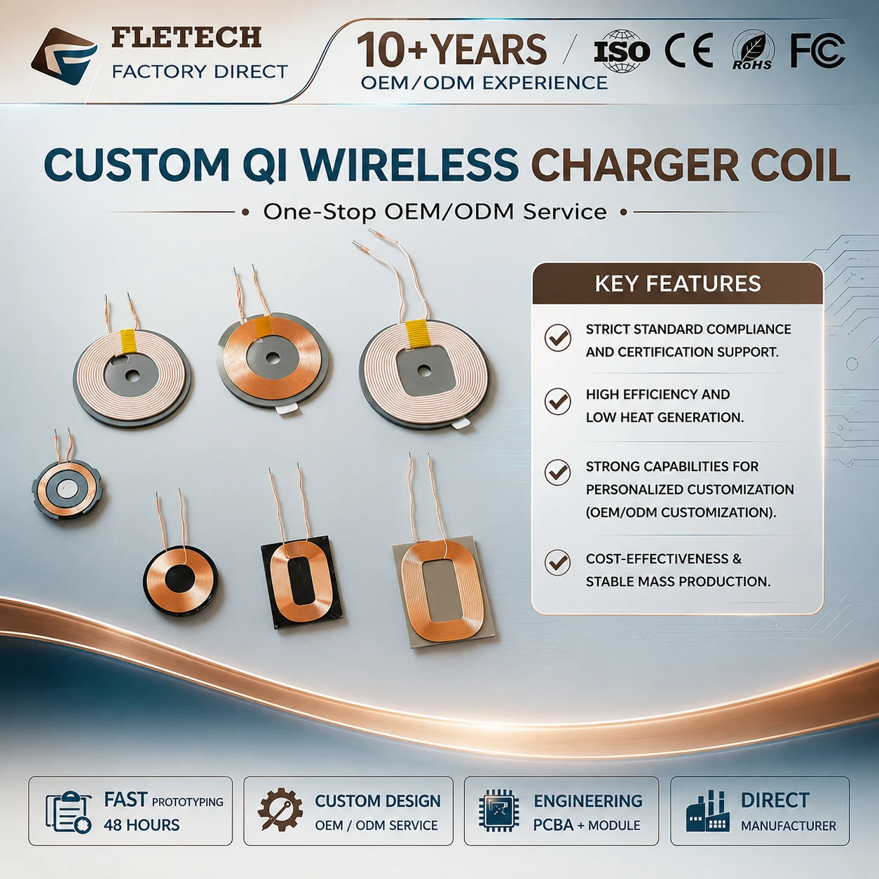 Custom Qi Standard Wireless Charging Coil Magnetic Induction Charging Coil DIY Wireless Charger Coil for Smartphone & Wearable