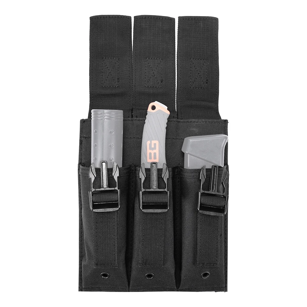 Tactical Hunting Airsoft Quick Release MP5 Magazine Pouch Drop Leg Triple Mag Pouch Holder MOLLE Mag Pouch Cartridge Clip Pouch