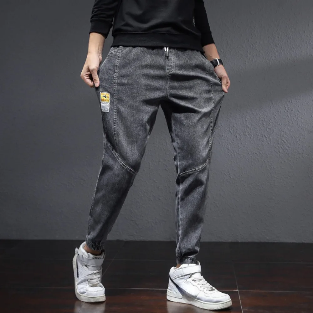 Fashion Casual Jeans Men Clothing Leggings Jeans Thin Drawstr Elastic Waist Pants with Pockets Harlan Pants Streetwear 2024 New