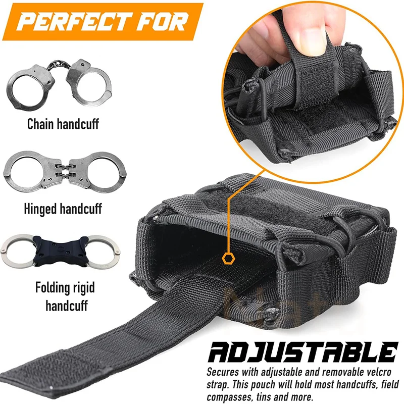 Tactical Molle Handcuff Holster Pouch for Duty Belt Case Fit Asp Hinged /Chain/ Folding Rigid Handcuff Holder Police Accessories