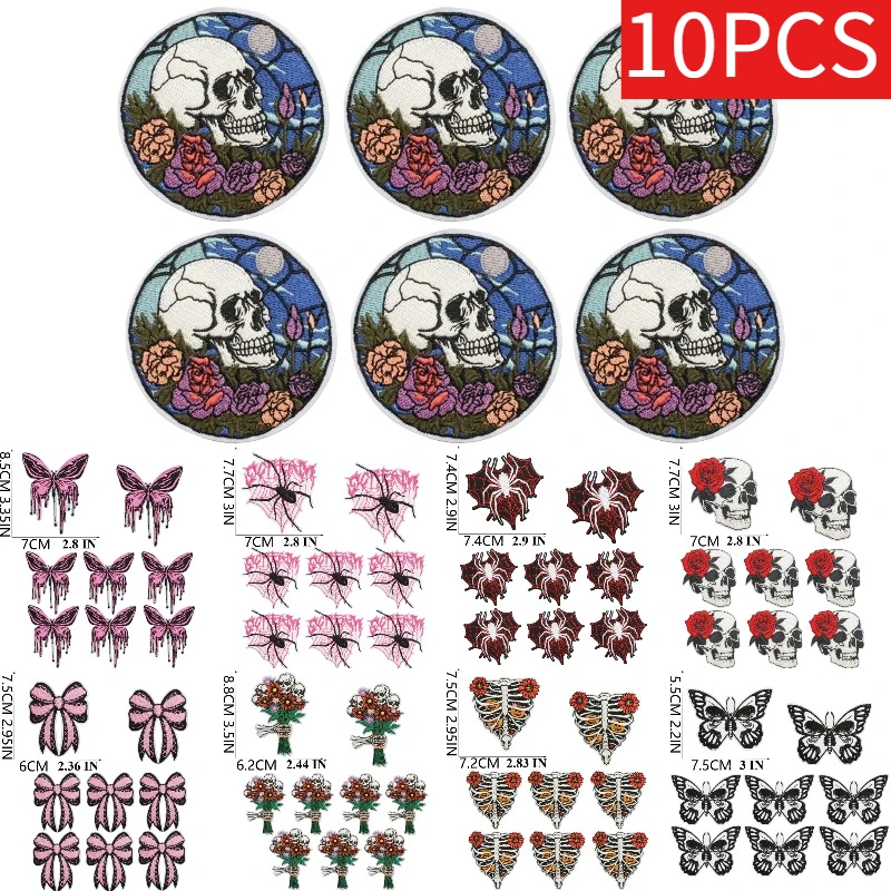 

Готические нашивки в стиле панк с вышивкой, железные аппликации, дизайн черепа для одежды «сделай сам», куртка, украшение в стиле гранж, 10/12 шт., оптовая продажа