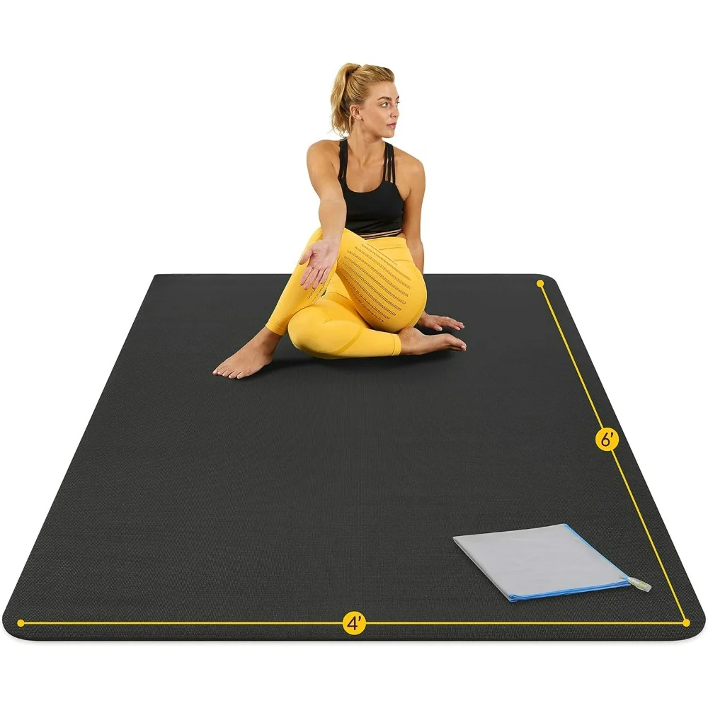 Large Yoga Mat 6'x4'x8mm Extra Thick, Durable, Eco-Friendly, Non-Slip & Odorless Barefoot Exercise, Home Gym Flooring Mat.