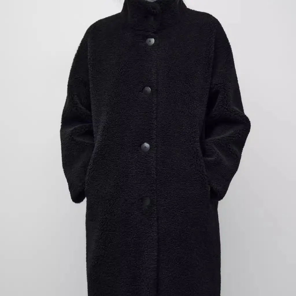 Autumn Winter New Arrival Women's Fce Long Sve Stand Collar Coat Korean Sle Loose Fit Thiened Woolen Outerwear