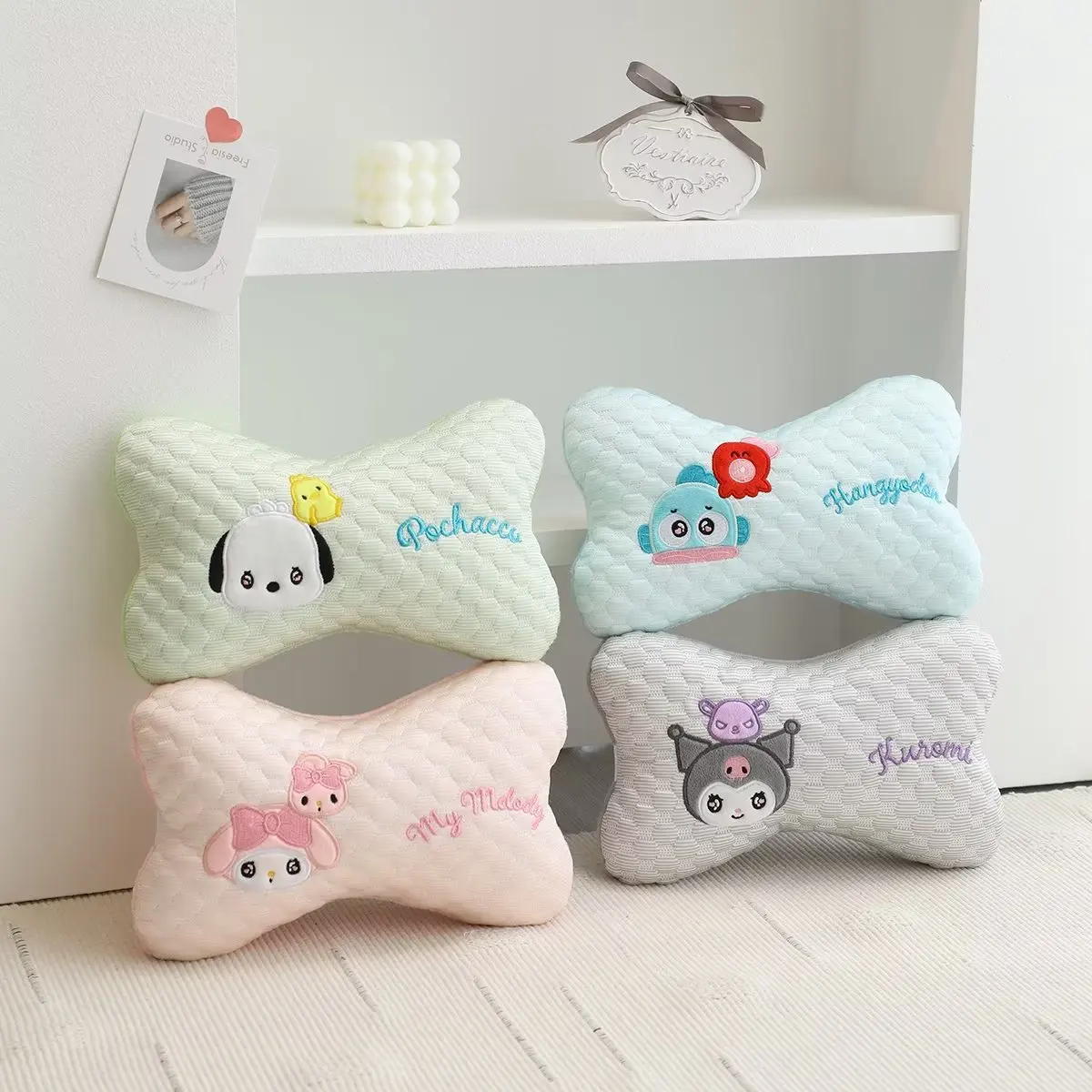 

Cute Sanrio Series Cartoon Car Pillow Pochacco My Melody Kuromi Ugly Fish Plush Car Pillow Plush Car Accessories