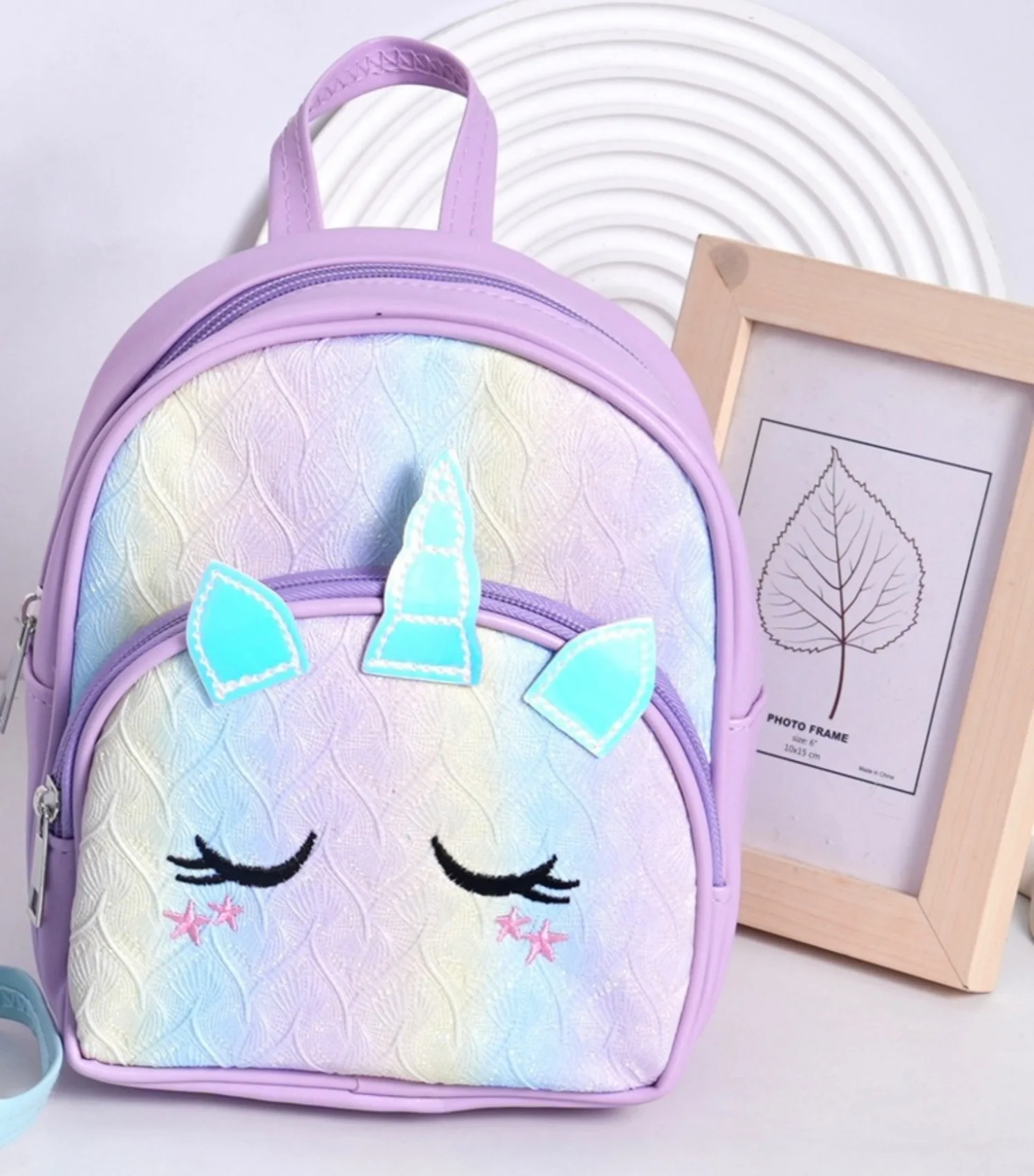 Mochila escolar bordada con pestañas, bolso de un solo hombro, personalizado, unicornio de dibujos animados, teñido con lazo láser, nueva moda