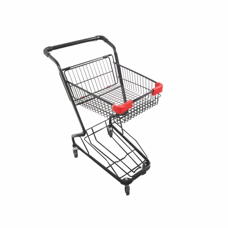 Kids Mesh Shopping Cart with 4 Inch PU Wheels Durable Eco Friendly Galvanized Steel Toy Trolley for Children Pretend Play