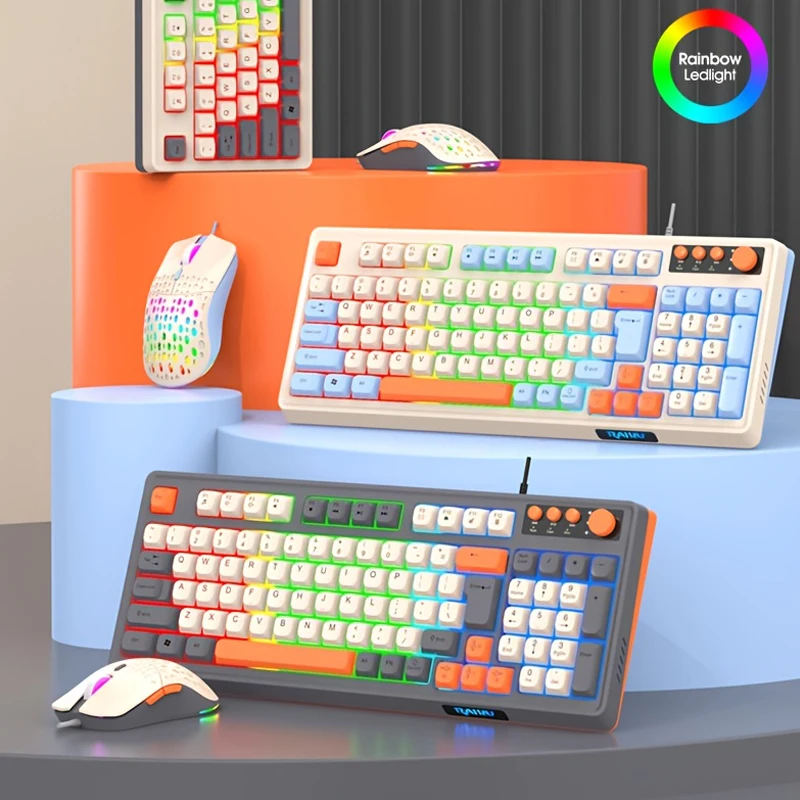 

Проводной игровой комплект из 2 предметов: клавиатура и мышь ROG с радужной USB-подсветкой, совместимый с ПК, ноутбуком, PS4, PS5