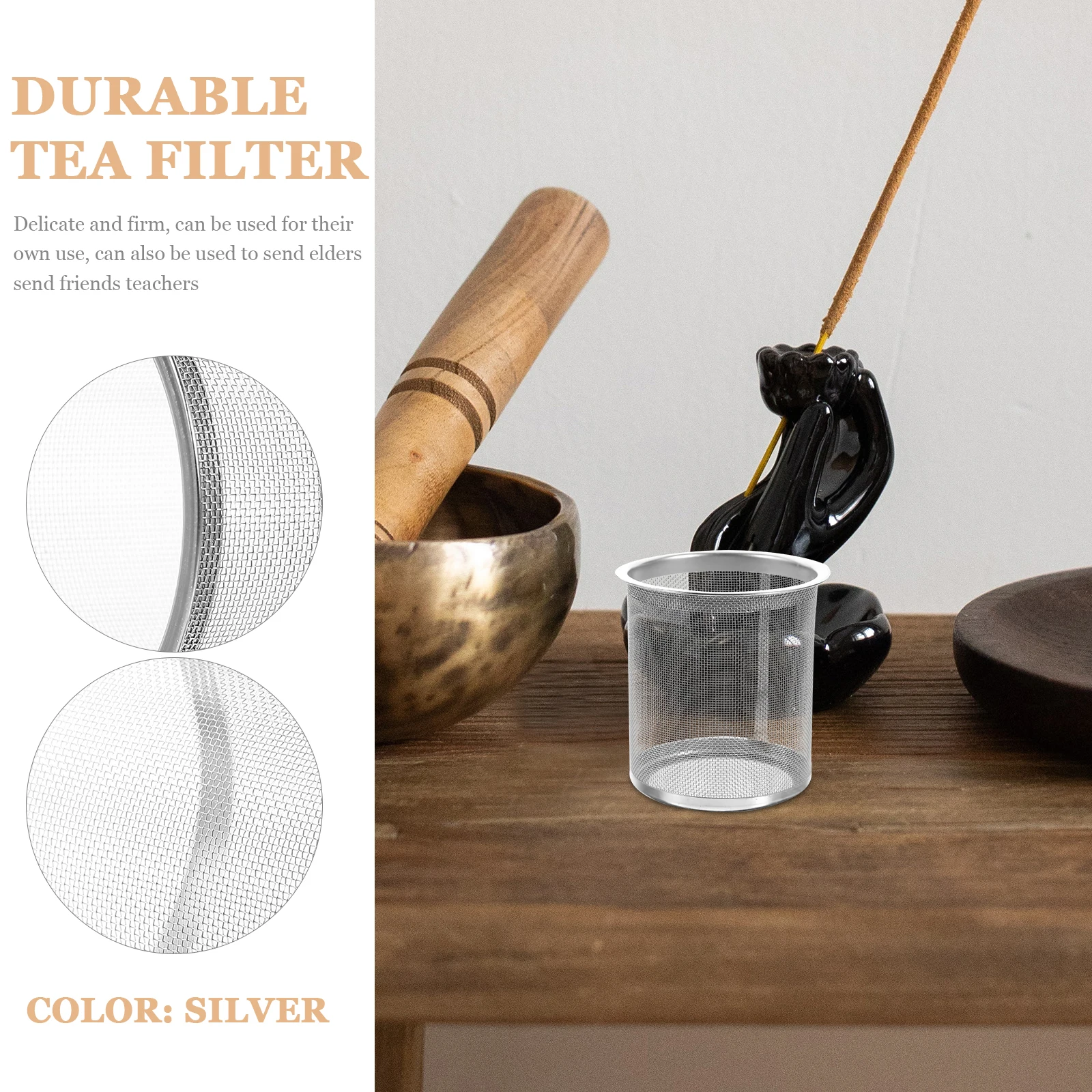 

1pc Stainless Steel Strainer Insert Fine Mesh For Loose Leaf Tea Oolong Herb Coffee Infuser Replacement Home Tea