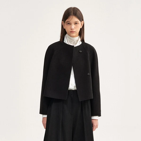 Double-Sided Hand-Stitched Short Woolen Jacket Pure Wool Soft And Smooth Commute Versatile Slimming Top Outerwear