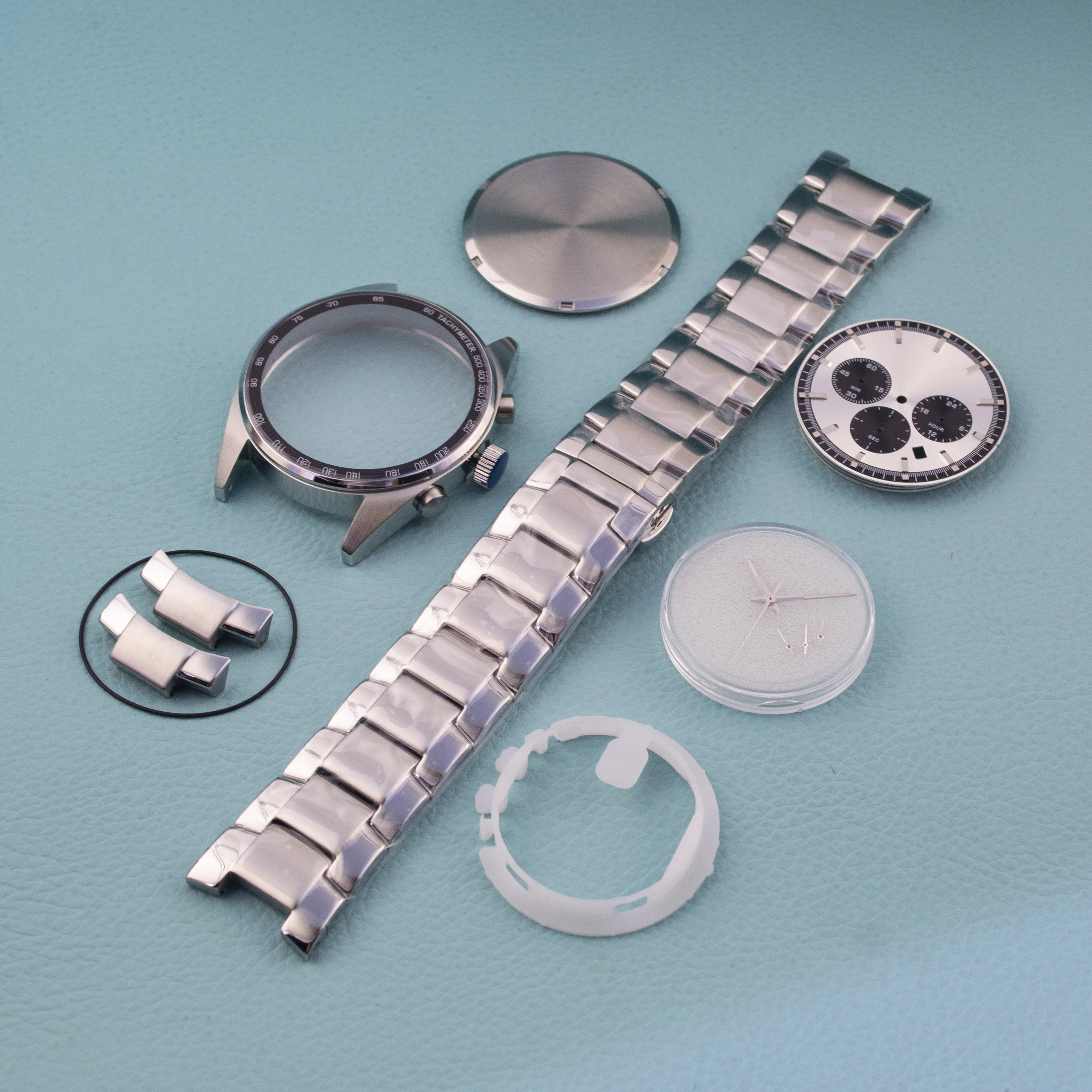 VD53 Watch Case Strap 35.5mm Dial Green Luminous Hands Water Resistance Stainless Steel Case For VD53 Quartz Movement