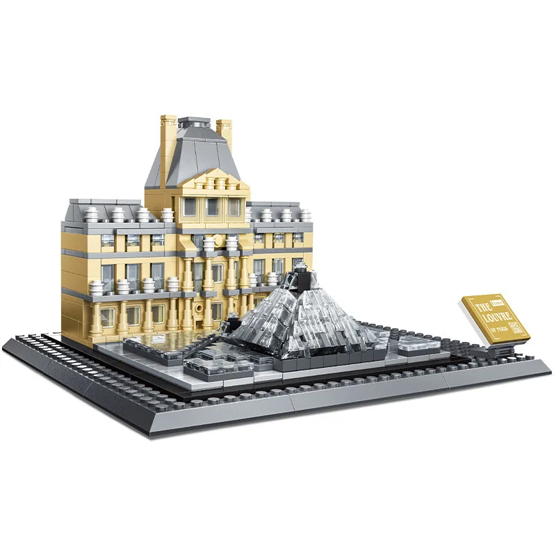 

City France Paris World Famous Building Blocks Creative Construction The Louvre Museum Building Bricks Toys for Kids Boys Adult