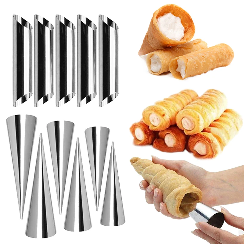 6 ~ 24 Uds Croissant Maker cono de acero inoxidable/molde de tubo inclinado herramientas de cocina para el hogar DIY postre galletas TMZ