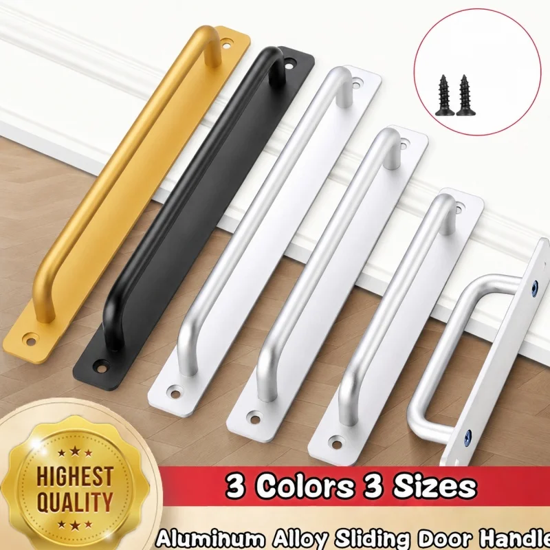 Schwarz/Silber/Gold Scheunentorgriffe, Schiebetürgriff, Schrankgriff, Türzuggriff, Aluminiumlegierung Türdrück- und Schiebegriff mit Platte