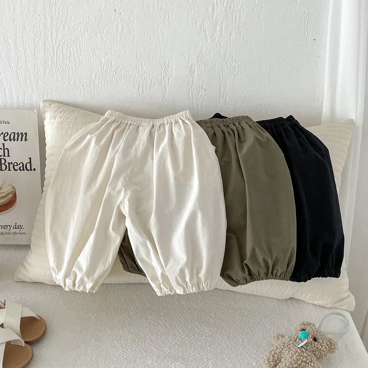0-3Y Trendy Cool Baby Boys Cargo Pants Pure Cotton Boy's Solid Trousers Loose Casual Baggy Trousers Summer Infant Toddler Pants