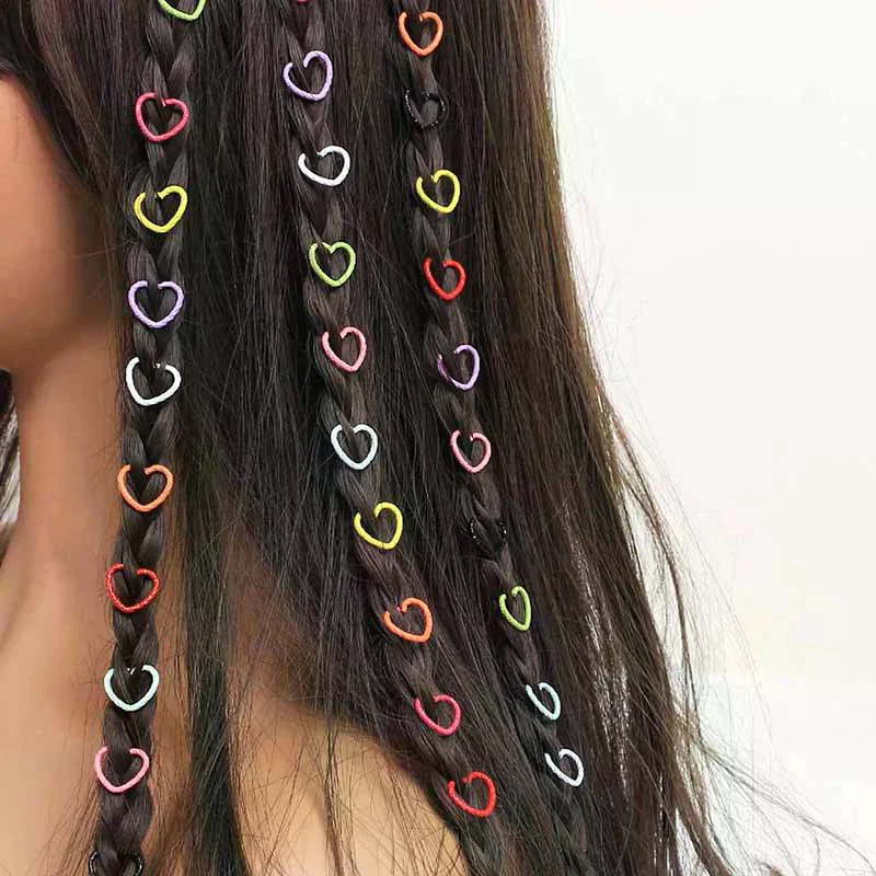 /Kuz/Love Heart Hair Jewelry For Dreadlock Hair Braid Charm Dreadlocks Accessories Braid Rings Cuffs Clips Braid Decors 50pcs