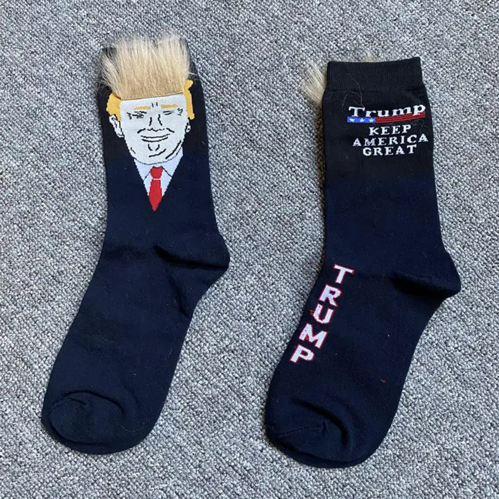 

Sport Socks Trump Socks Keep America Great Campaign Knitted Fuzzy Blond President Election Mid-tube Sport Wear Anti-slip Elastic