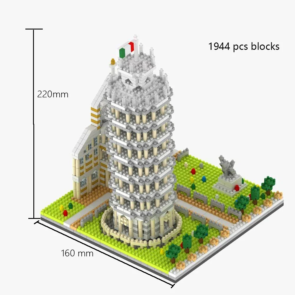 KNEW BUILT Big Ben Micro Mini Block Building Blocks for Adults Architecture Toys Sets Arc Triomphe Louvre Eiffel Tower Bricks
