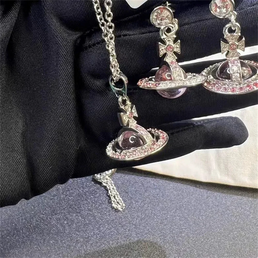 Anime NANA Y2K Saturn Pendant Necklace Earrings Glitter Stars Luxury High Quality Fashion Rock Boy Girl Christmas Birthday Gifts