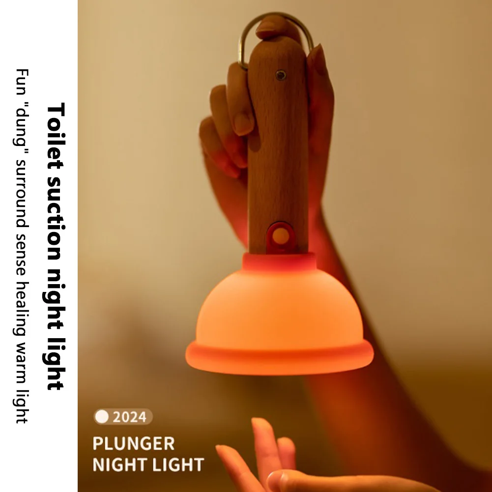 Plunger Night Light Funny Silicone Nightlight With Timer Rechargeable Mini Toilet Plunger Bedside Lamp For Nursery Bedroom Decor