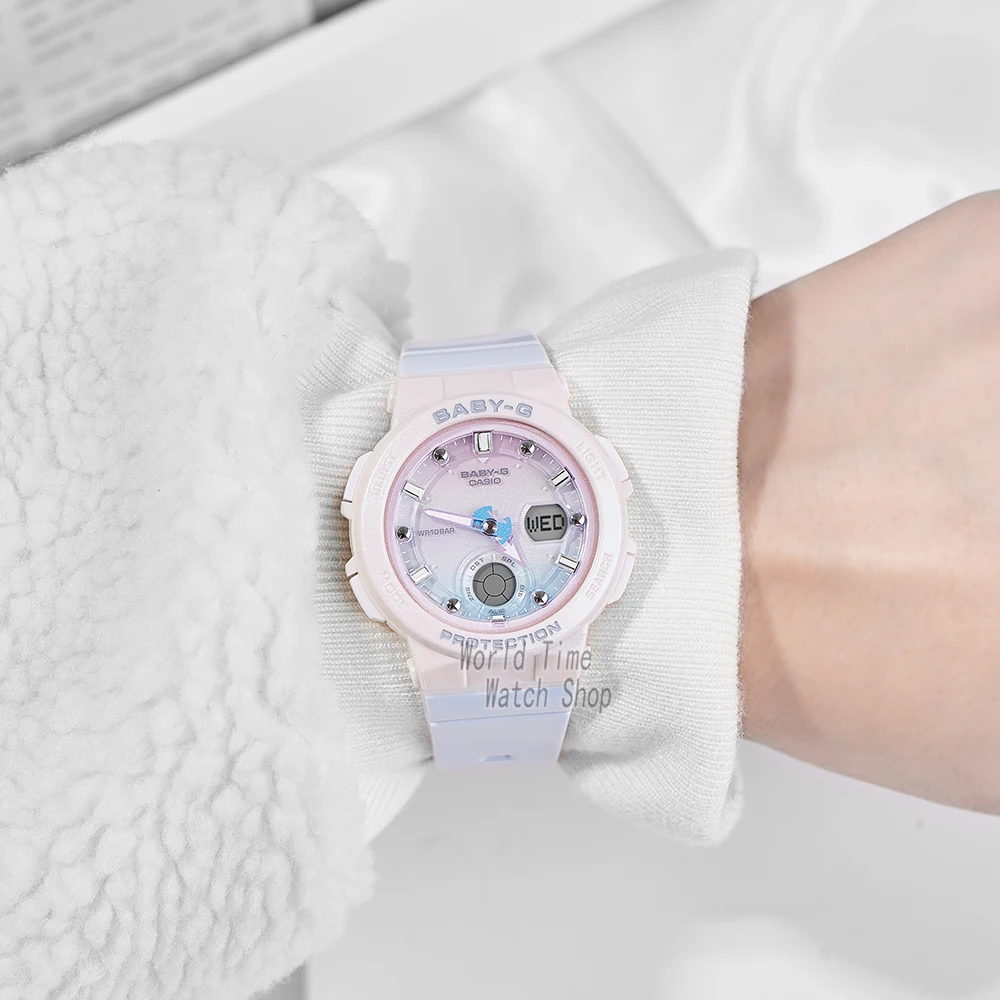 Casio-Conjunto de relojes de marca de lujo para mujer, Relojes LED digitales a la moda, de cuarzo, deportivos, resistentes al agua hasta 100m