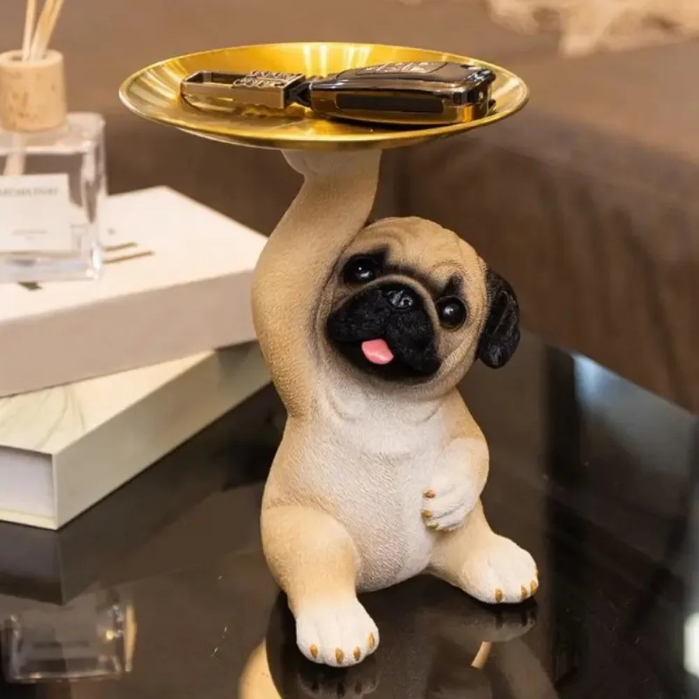 Standing Dog Statue Ornate Dog Statue Storage Holder for Jewelry Home Decor Cute Animal Dog Model Key Organizer Holder For