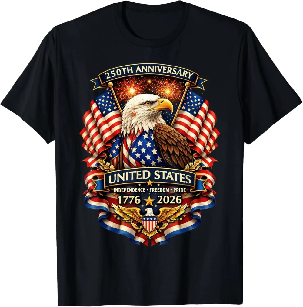 2026 Patriotic Eagle Art Graphic Short Sleeve T Shirt Retro Flag Inspired Animal Print  Daily Streetwear Tee Top Kids Adults