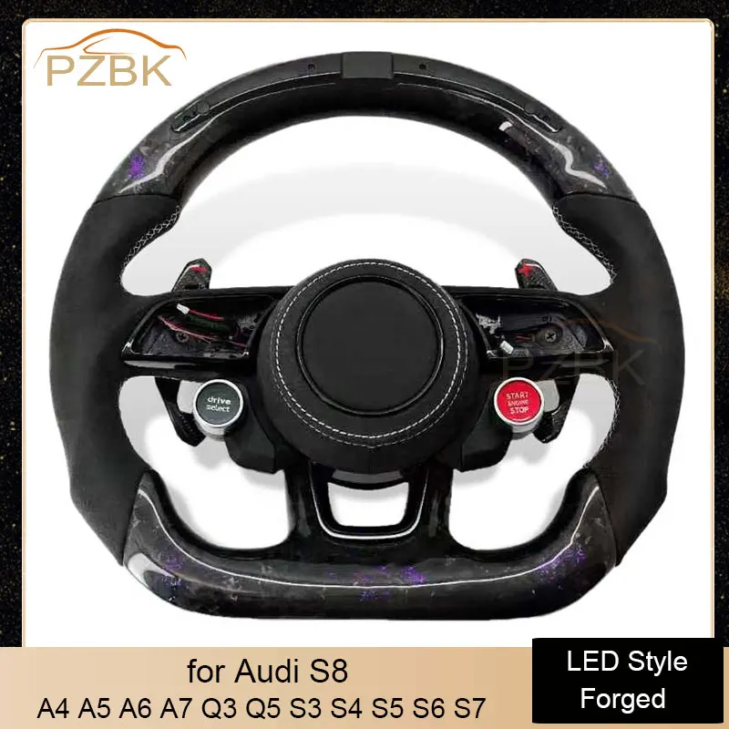 

LED style Modified Purple Forged Car Steering Wheel 2 Keys for Audi RS A4 A5 A6 A7 Q3 Q5 S3 S4 S5 S6 S7 Car Accessories