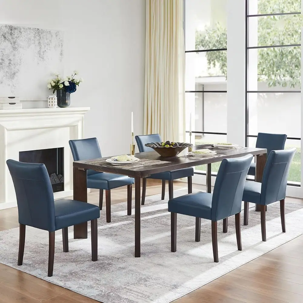 

Dining Chairs Set o 6, aux Leather Upholstered ArmlDining Room Chairs with Solid Wood Legs & Back Side Chair or Kitchen, Living
